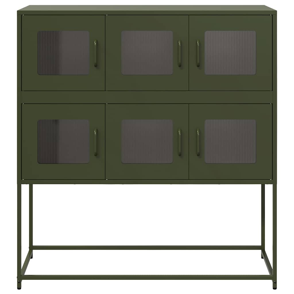 Dressoir 100,5x39x107 cm koudgewalst staal olijfgroen