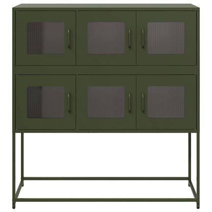 Dressoir 100,5x39x107 cm koudgewalst staal olijfgroen