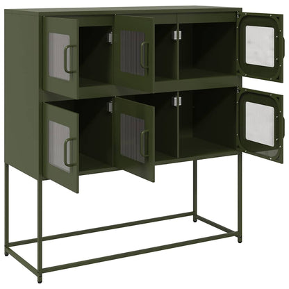 Dressoir 100,5x39x107 cm koudgewalst staal olijfgroen