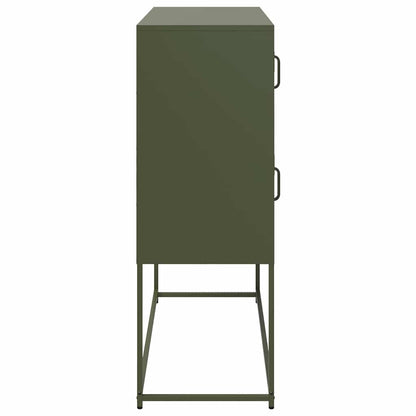 Dressoir 100,5x39x107 cm koudgewalst staal olijfgroen