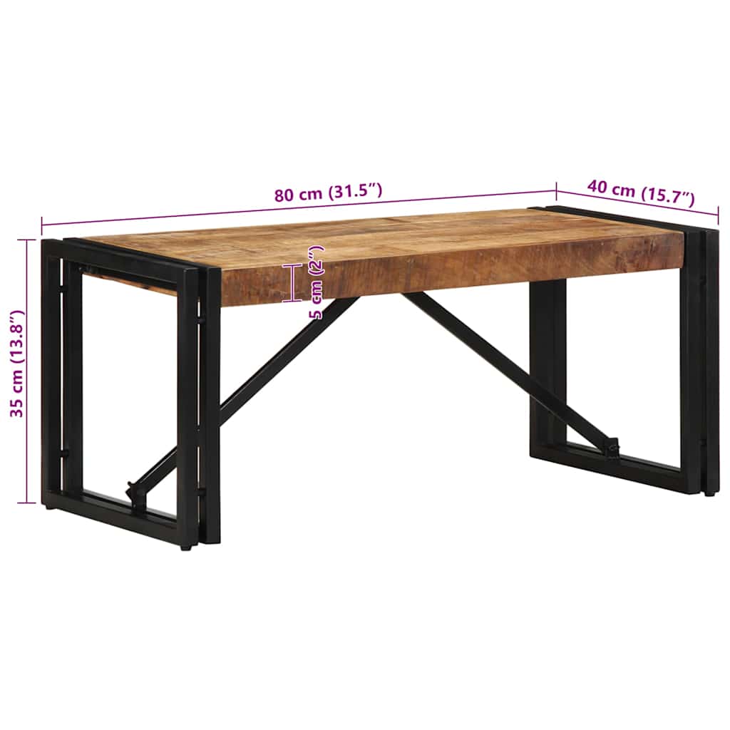 Salontafel 80x40x35 cm massief ruw mangohout