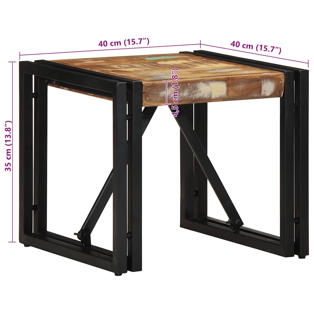 Salontafel 40x40x35 cm massief gerecycled hout meerkleurig