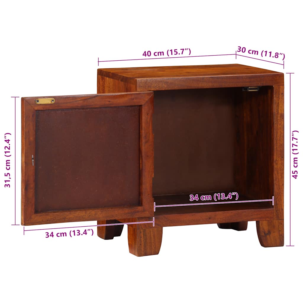 Nachtkastje 40x30x45 cm massief acaciahout