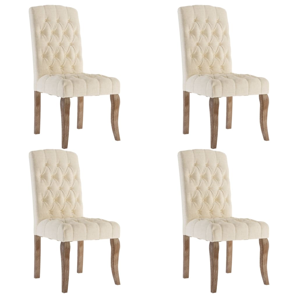 Eetkamerstoelen 4 st linnen-look stof beige