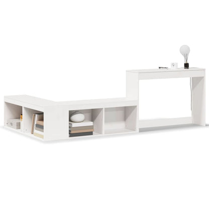 Nachtkastje met bureau 222x122x75 cm massief grenenhout wit