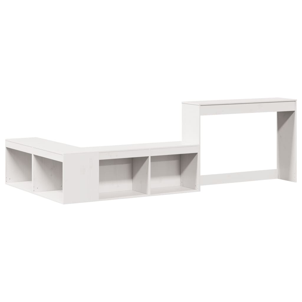 Nachtkastje met bureau 222x122x75 cm massief grenenhout wit
