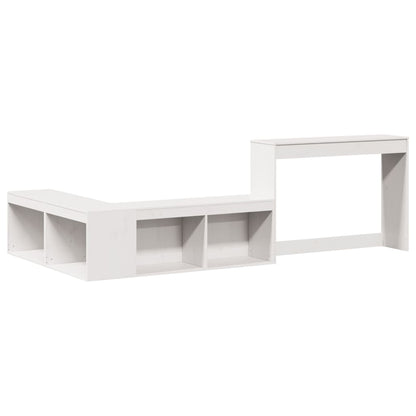 Nachtkastje met bureau 222x122x75 cm massief grenenhout wit