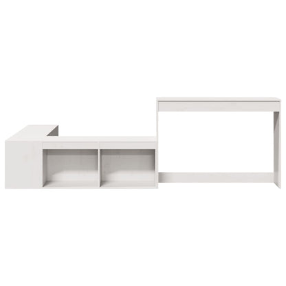 Nachtkastje met bureau 222x122x75 cm massief grenenhout wit