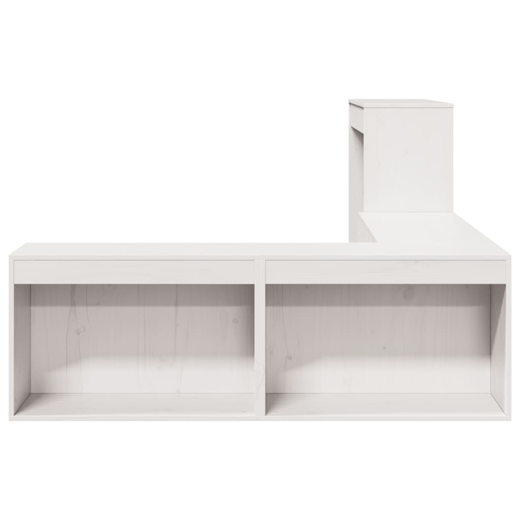 Nachtkastje met bureau 222x122x75 cm massief grenenhout wit