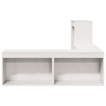 Nachtkastje met bureau 222x122x75 cm massief grenenhout wit
