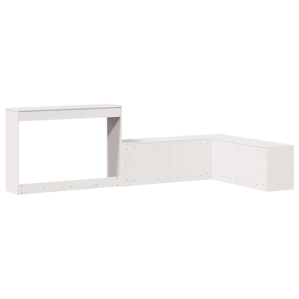 Nachtkastje met bureau 222x122x75 cm massief grenenhout wit