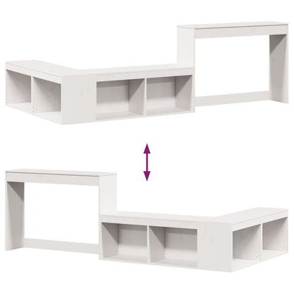 Nachtkastje met bureau 222x122x75 cm massief grenenhout wit