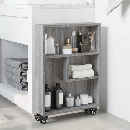 Opbergtrolley smal 48x13x68 cm bewerkt hout grijs sonoma eiken