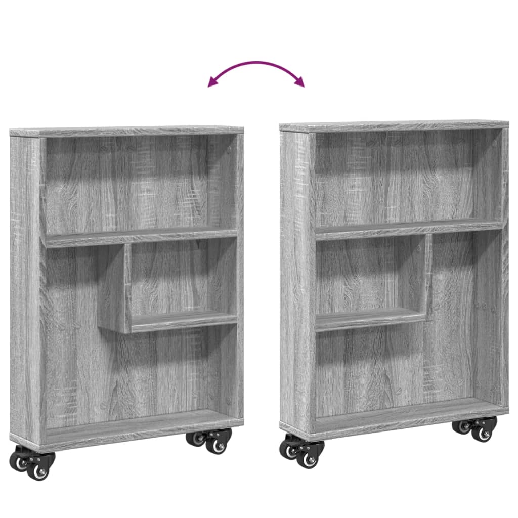 Opbergtrolley smal 48x13x68 cm bewerkt hout grijs sonoma eiken