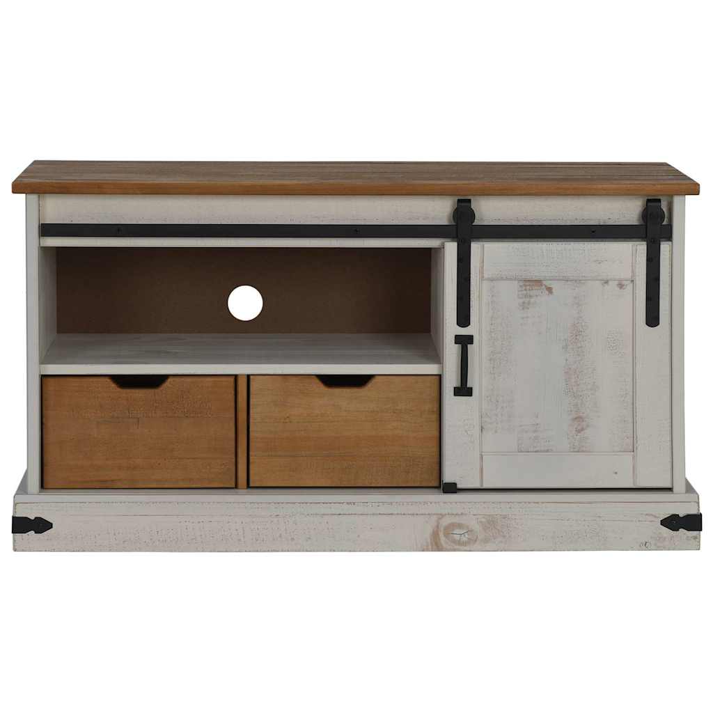 Tv-meubel HALDEN met schuifdeur wit 110x40x60 cm massief hout
