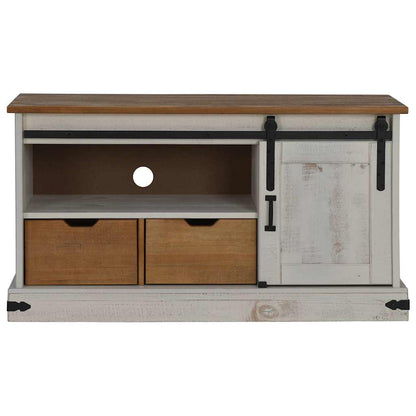 Tv-meubel HALDEN met schuifdeur wit 110x40x60 cm massief hout