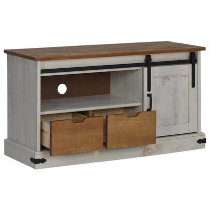 Tv-meubel HALDEN met schuifdeur wit 110x40x60 cm massief hout