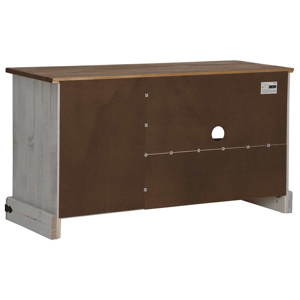 Tv-meubel HALDEN met schuifdeur wit 110x40x60 cm massief hout