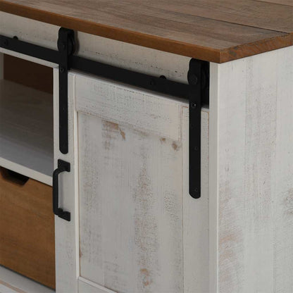 Tv-meubel HALDEN met schuifdeur wit 110x40x60 cm massief hout