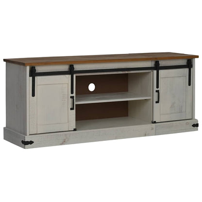 Tv-meubel HALDEN 2 schuifdeuren 150x40x60 cm massief hout wit