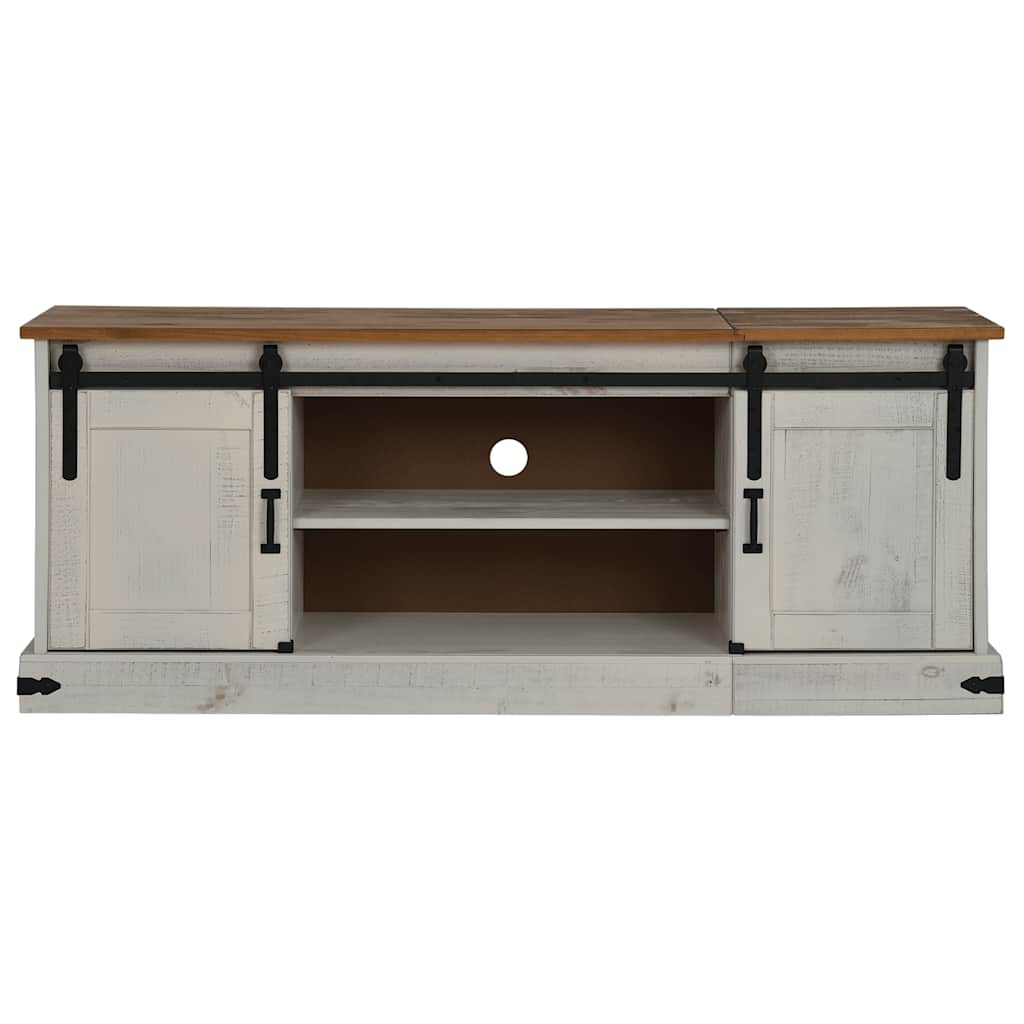 Tv-meubel HALDEN 2 schuifdeuren 150x40x60 cm massief hout wit