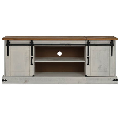Tv-meubel HALDEN 2 schuifdeuren 150x40x60 cm massief hout wit