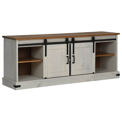 Tv-meubel HALDEN 2 schuifdeuren 150x40x60 cm massief hout wit
