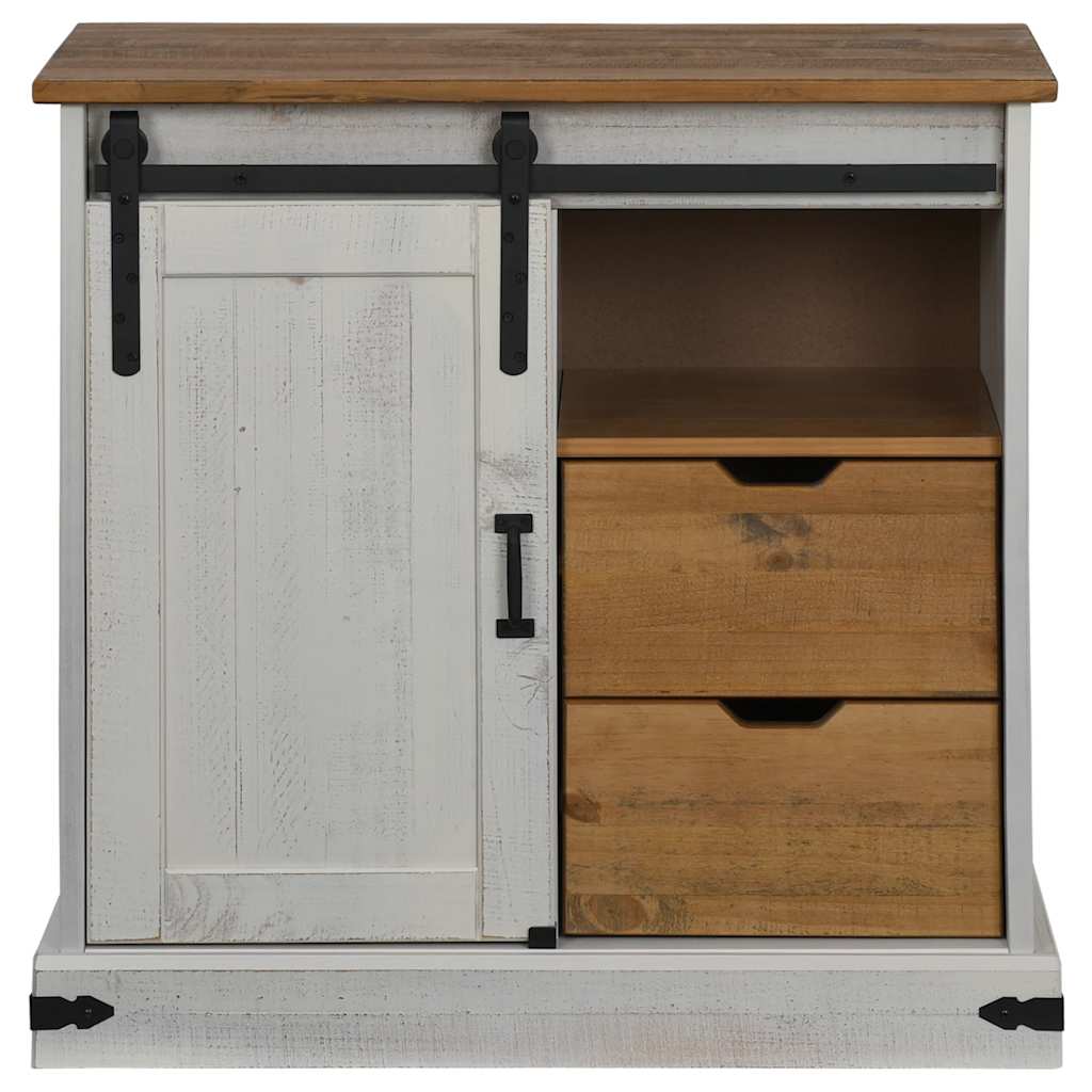 Dressoir HALDEN met schuifdeur 80x40x80 cm massief hout wit