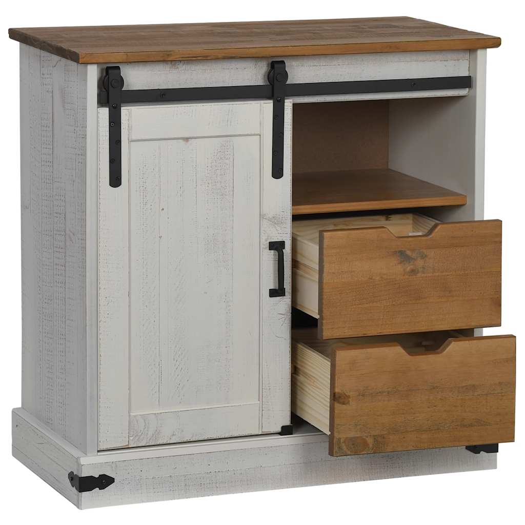 Dressoir HALDEN met schuifdeur 80x40x80 cm massief hout wit