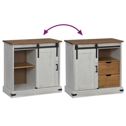Dressoir HALDEN met schuifdeur 80x40x80 cm massief hout wit