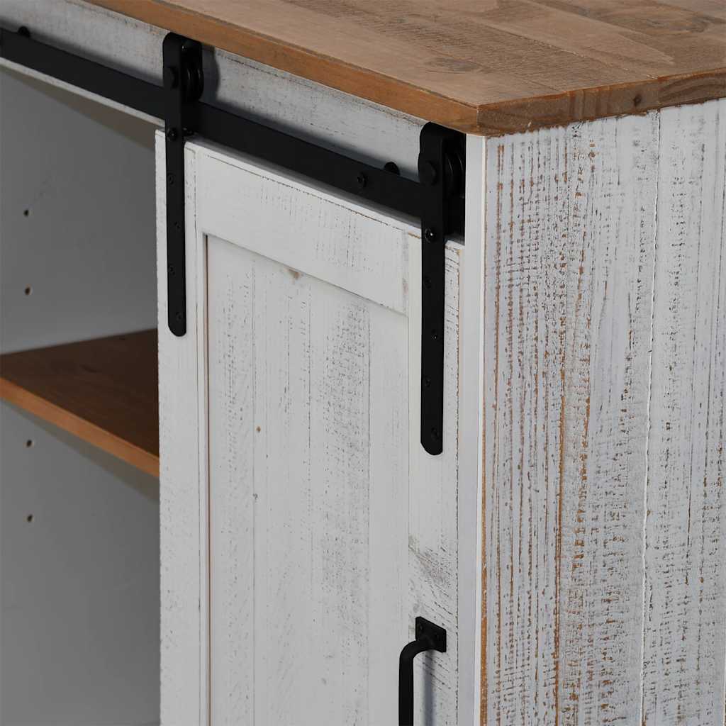 Dressoir HALDEN met schuifdeur 80x40x80 cm massief hout wit