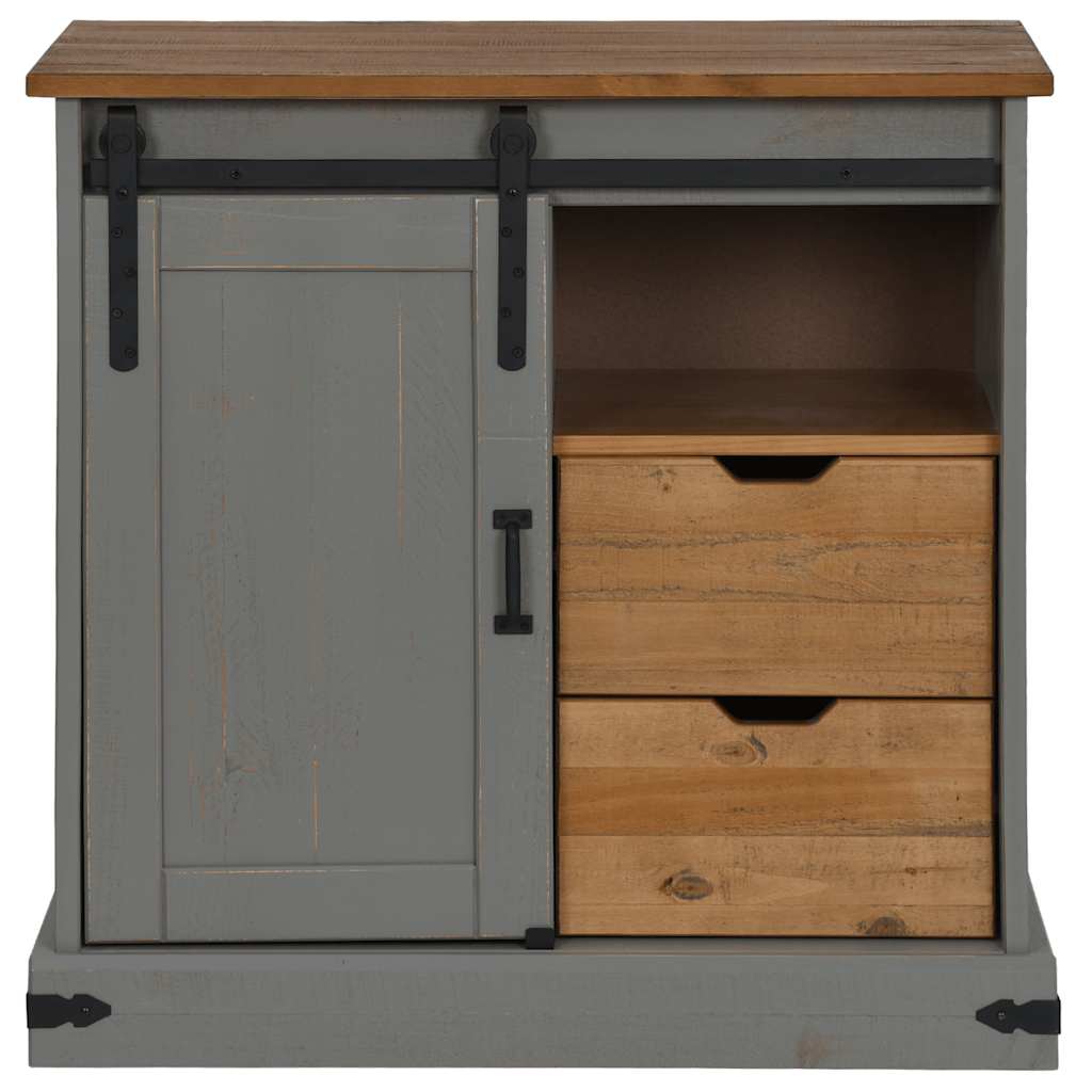 Dressoir HALDEN met schuifdeur 80x40x80 cm massief hout grijs