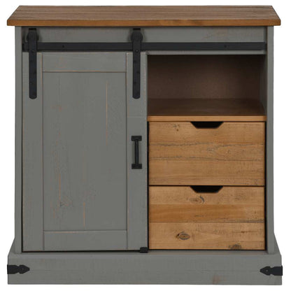 Dressoir HALDEN met schuifdeur 80x40x80 cm massief hout grijs