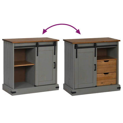 Dressoir HALDEN met schuifdeur 80x40x80 cm massief hout grijs