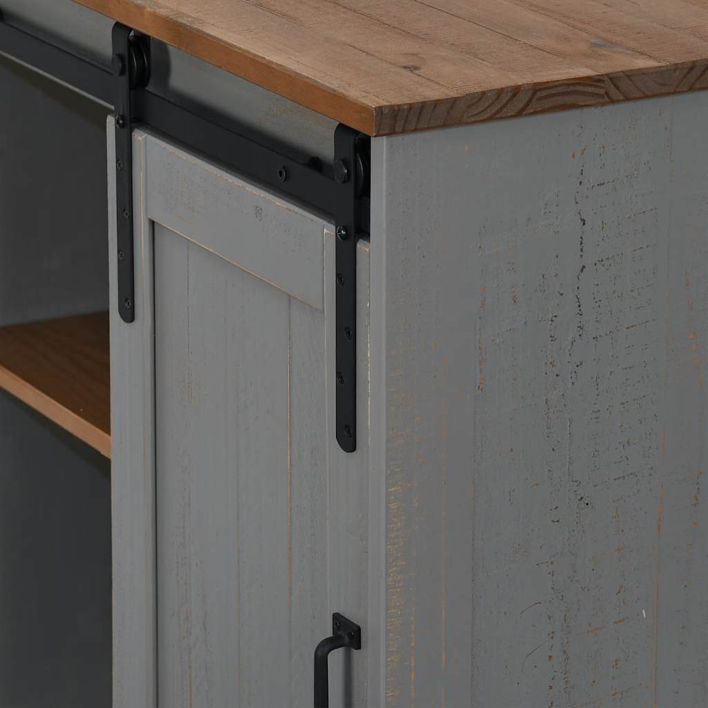 Dressoir HALDEN met schuifdeur 80x40x80 cm massief hout grijs