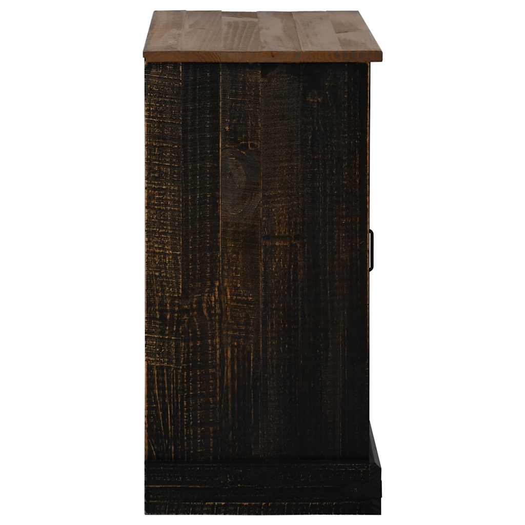 Dressoir HALDEN schuifdeur zwart 80x40x80 cm massief hout grijs