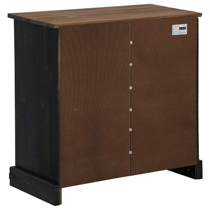 Dressoir HALDEN schuifdeur zwart 80x40x80 cm massief hout grijs