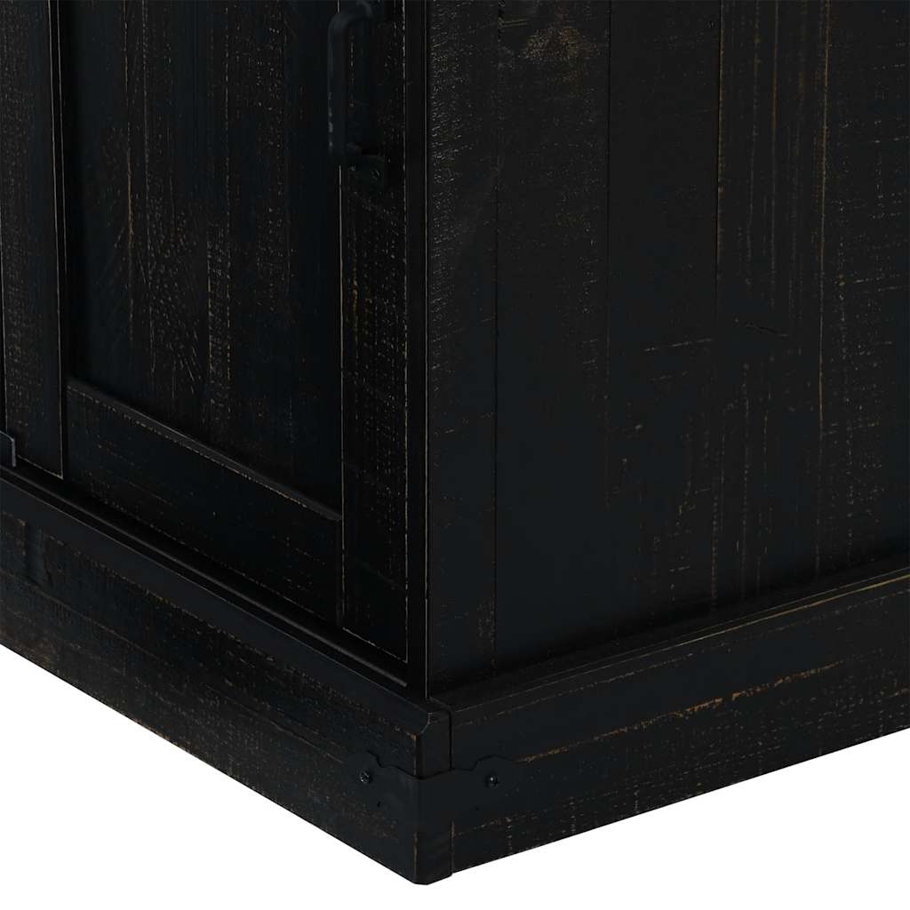 Dressoir HALDEN schuifdeur zwart 80x40x80 cm massief hout grijs