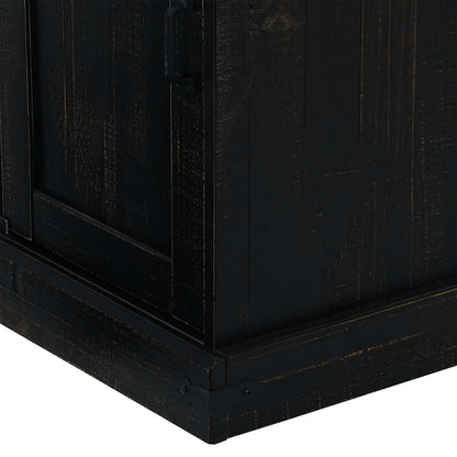 Dressoir HALDEN schuifdeur zwart 80x40x80 cm massief hout grijs