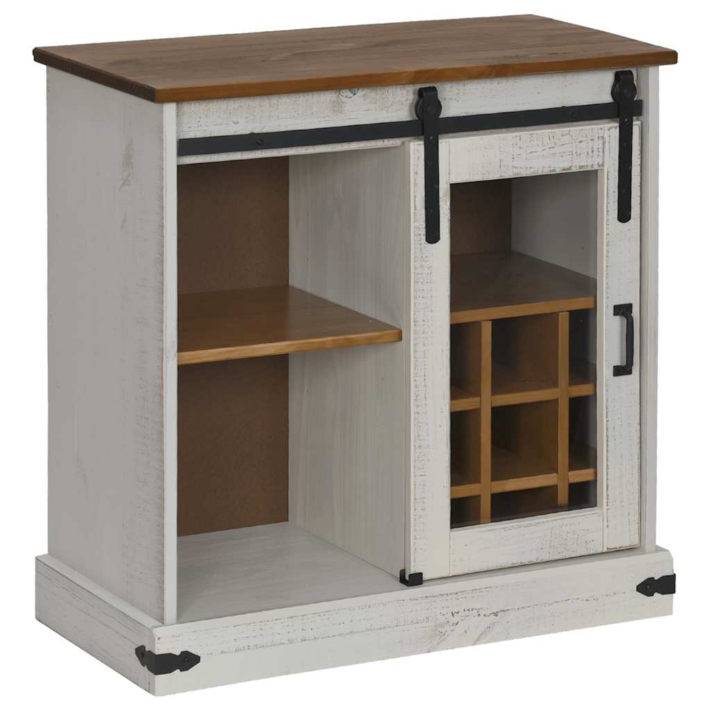 Dressoir HALDEN met schuifdeur 80x40x80 cm massief hout wit