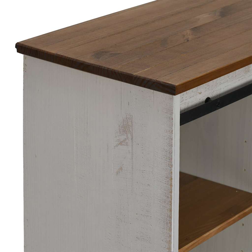 Dressoir HALDEN met schuifdeur 80x40x80 cm massief hout wit