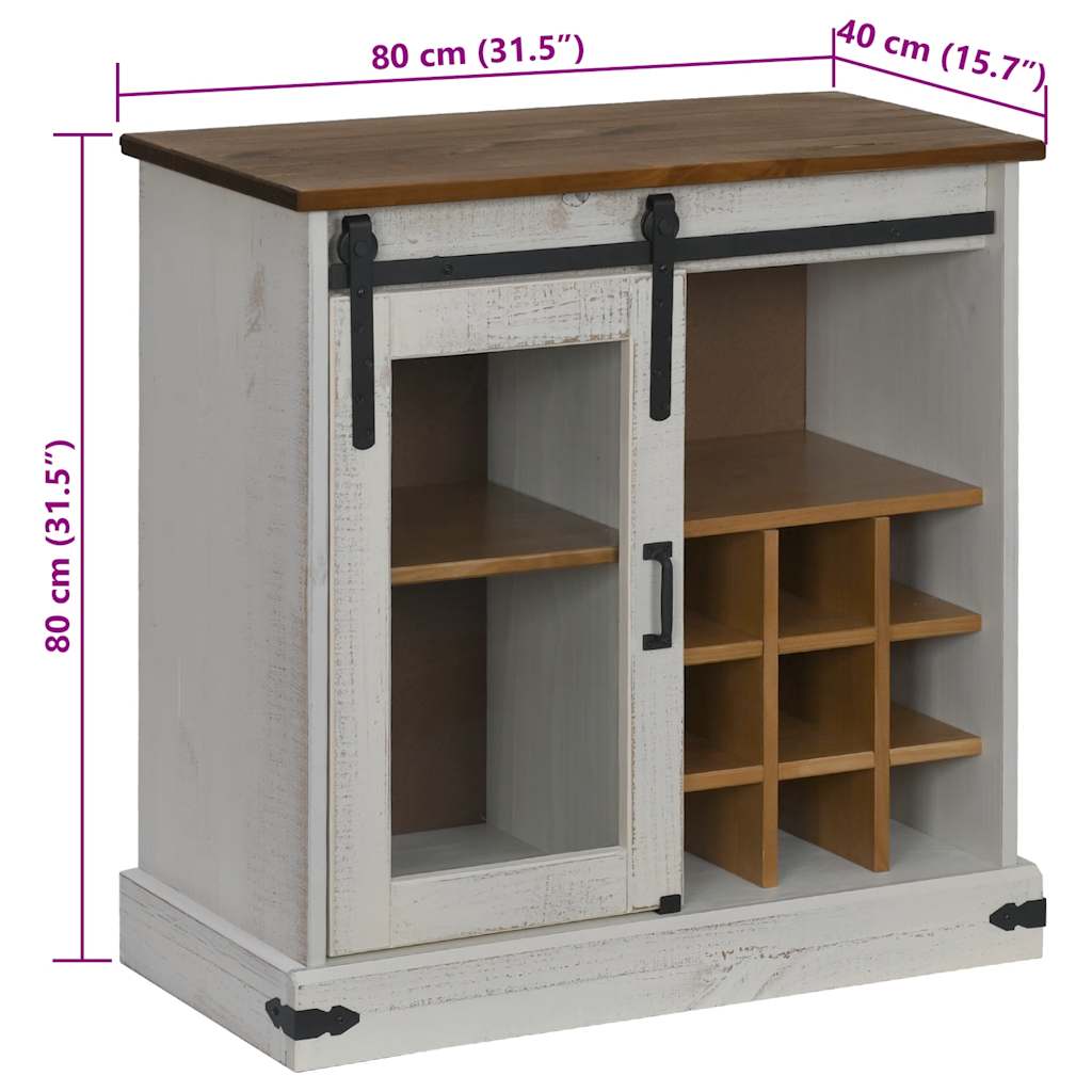 Dressoir HALDEN met schuifdeur 80x40x80 cm massief hout wit