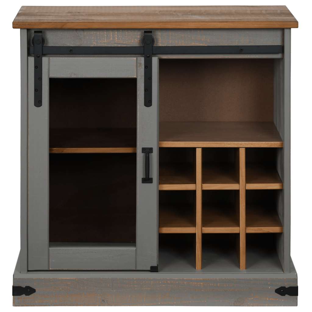 Dressoir HALDEN met schuifdeur 80x40x80 cm massief hout grijs