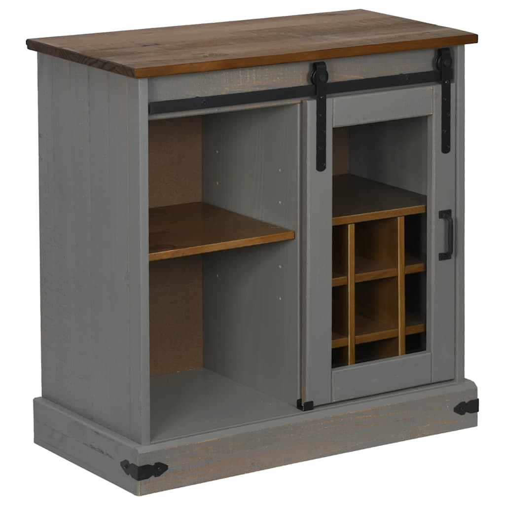 Dressoir HALDEN met schuifdeur 80x40x80 cm massief hout grijs
