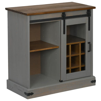 Dressoir HALDEN met schuifdeur 80x40x80 cm massief hout grijs