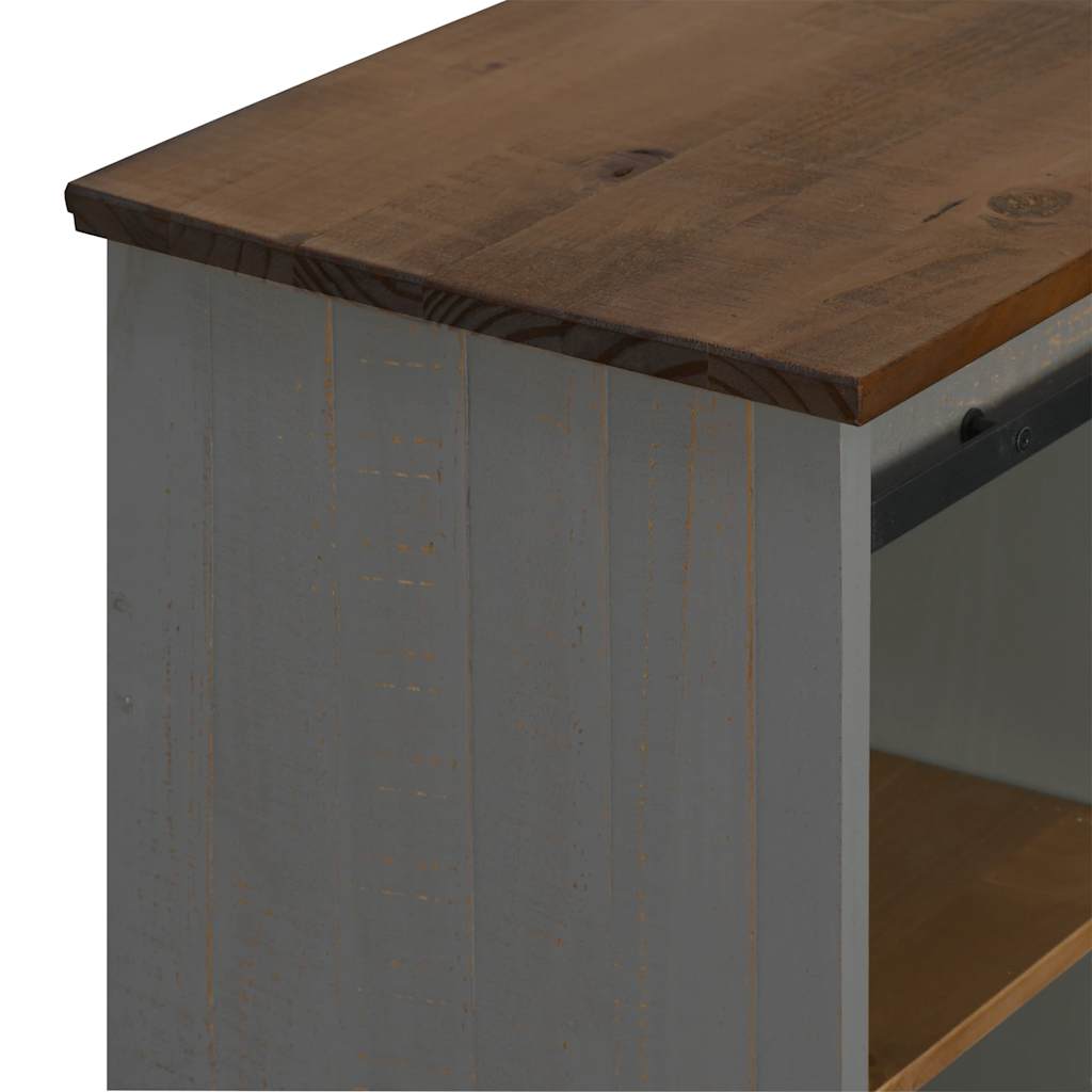 Dressoir HALDEN met schuifdeur 80x40x80 cm massief hout grijs