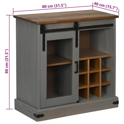 Dressoir HALDEN met schuifdeur 80x40x80 cm massief hout grijs