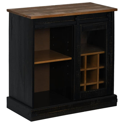 Dressoir HALDEN met schuifdeur 80x40x80 cm massief hout zwart