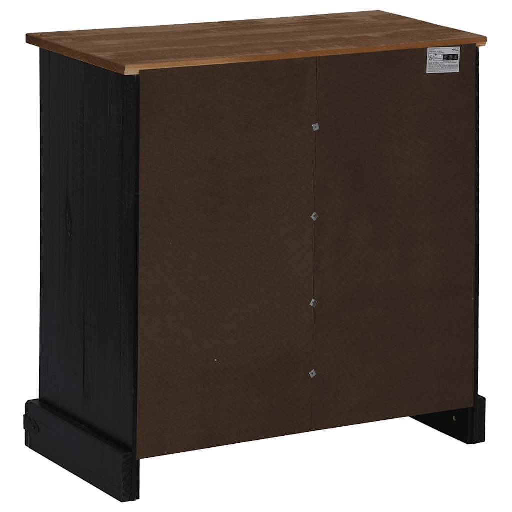 Dressoir HALDEN met schuifdeur 80x40x80 cm massief hout zwart