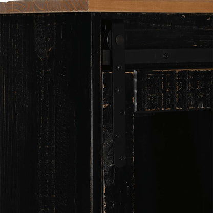 Dressoir HALDEN met schuifdeur 80x40x80 cm massief hout zwart
